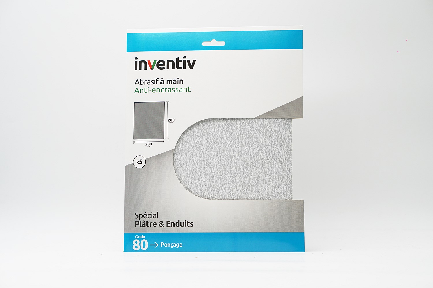 5 feuilles anti-encrassantes 230x280mm grains 80 - INVENTIV